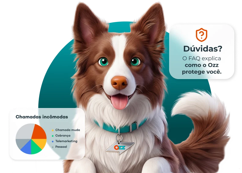 Ozz, mascote do app, com círculo teal